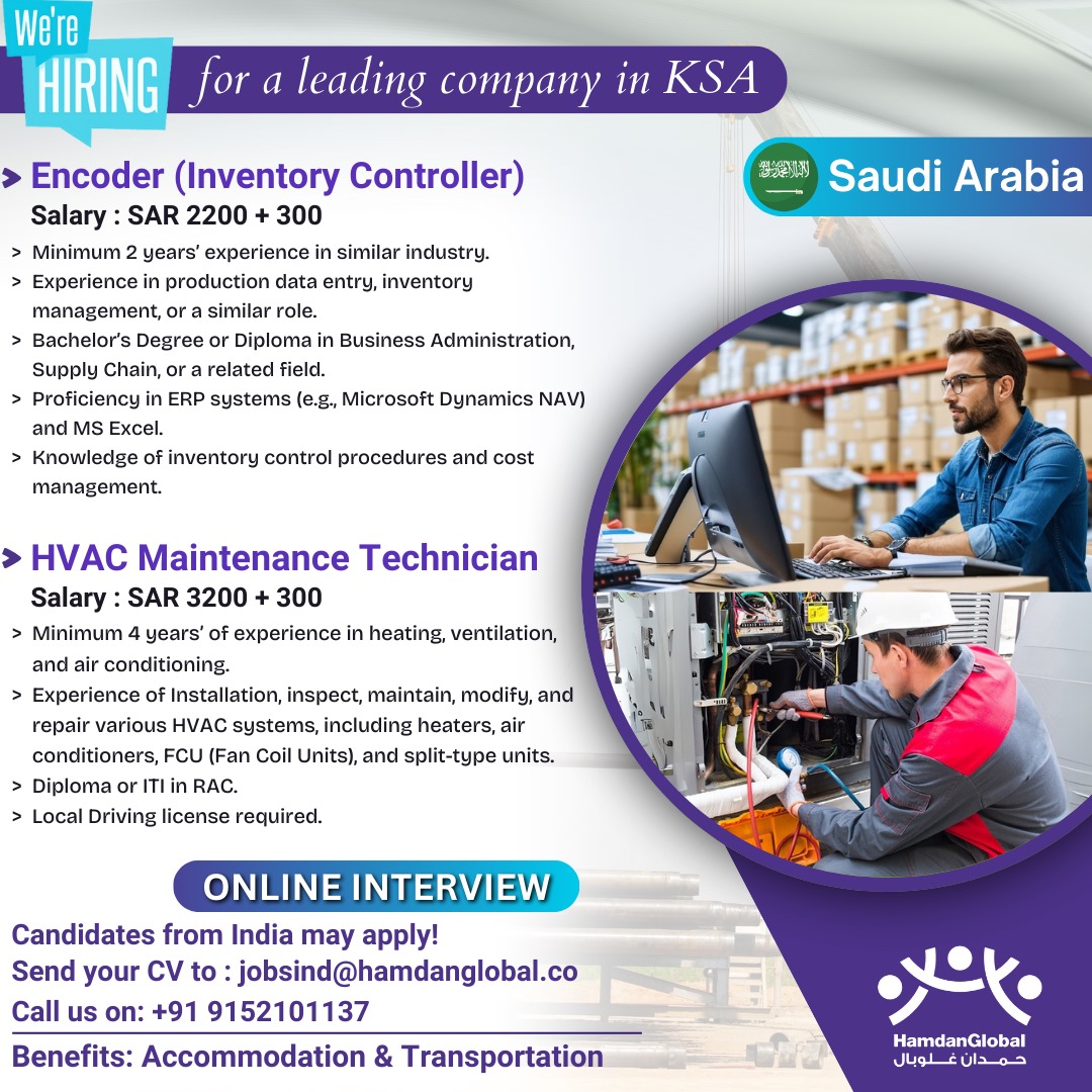 We’re hiring for a leading company in Saudi Arabia