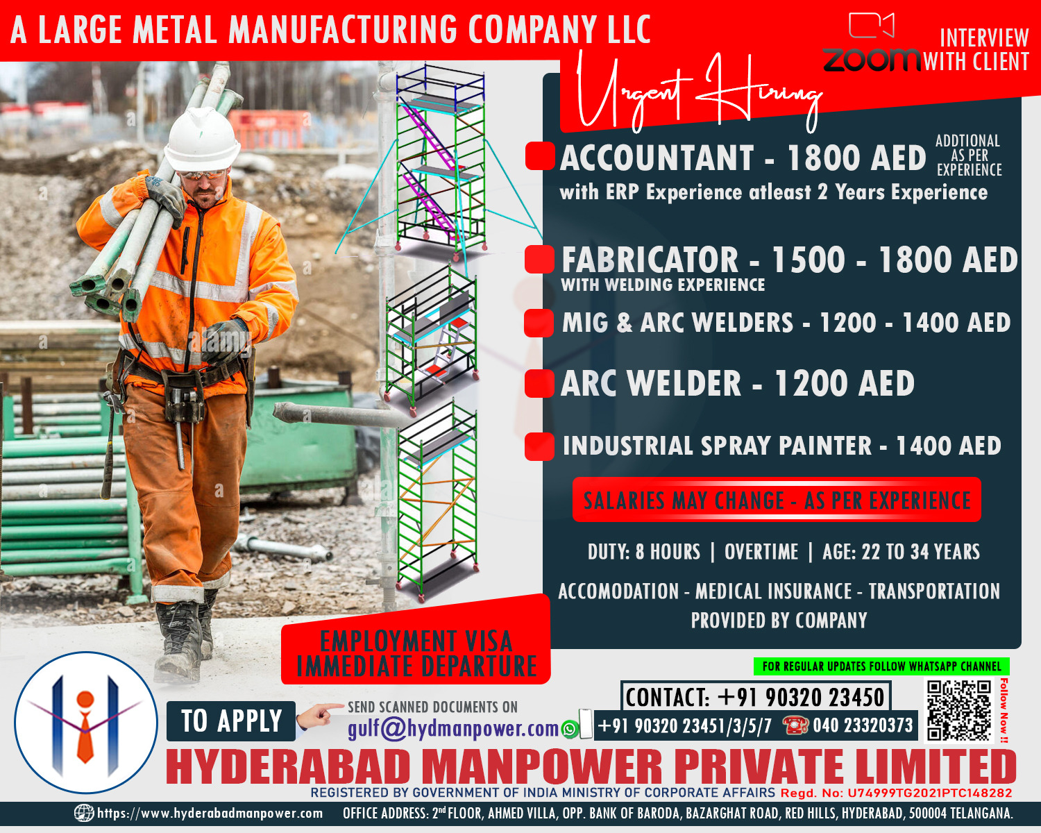 Urgent Hiring for A Large Metal Manufacturing Company LLC of UAE