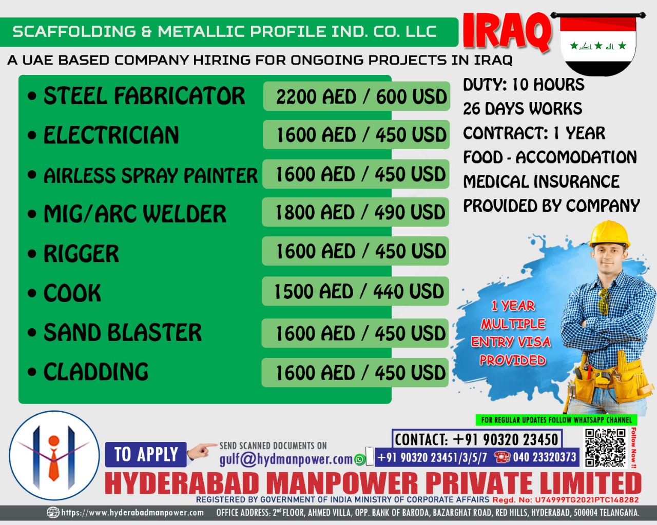 Urgent Hiring for A Scaffolding & Metallic Profile Ind. Co. LLC IRAQ