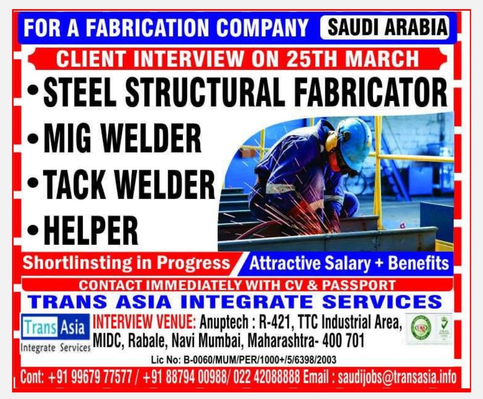 Need Steel Fabricator for KSA