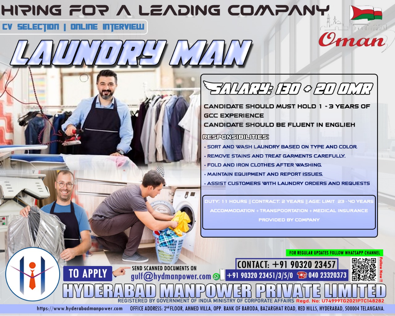 Urgent Hiring for A Leading Laundry Shop in OMAN