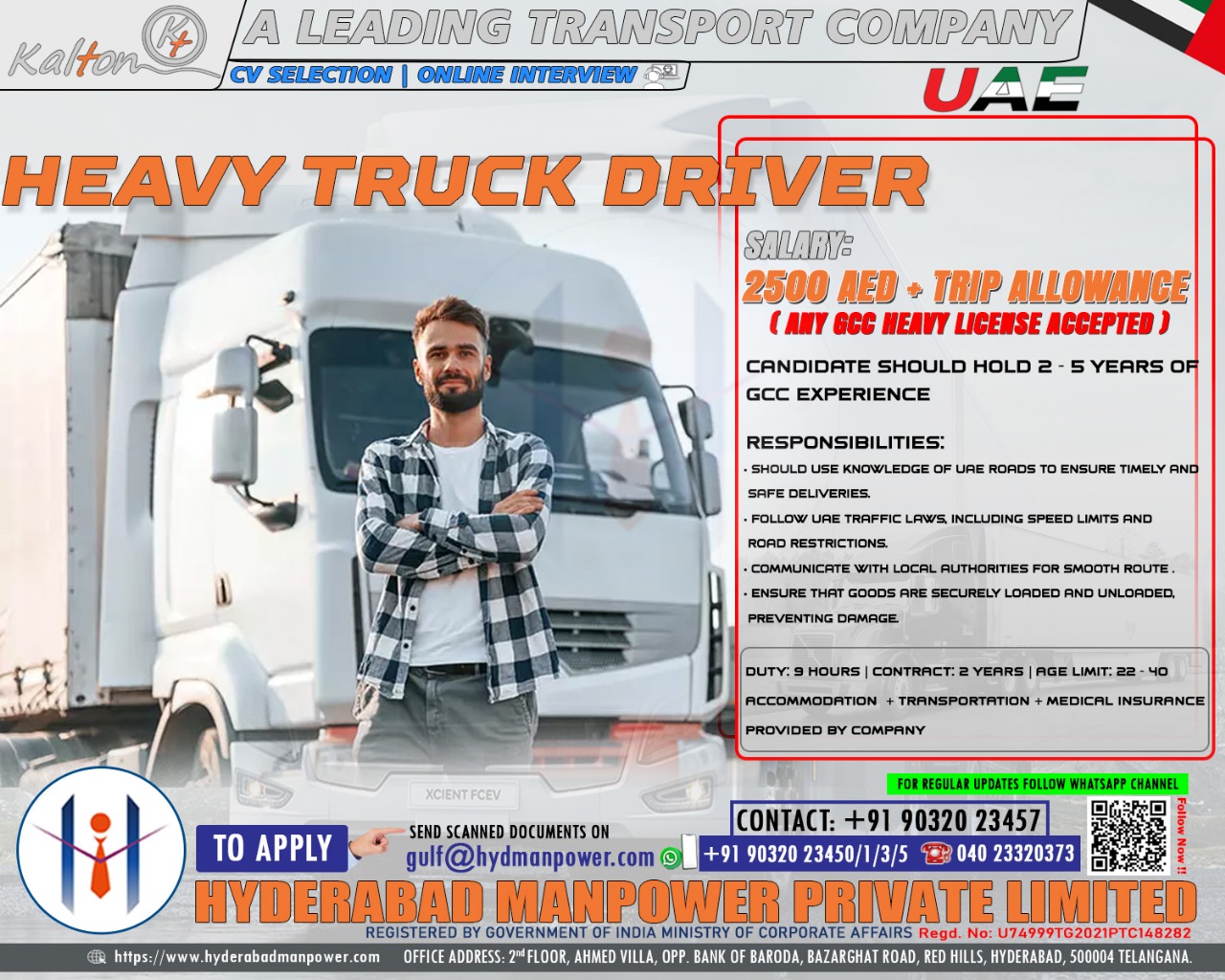 Urgent Hiring for A Transport Company of UAE