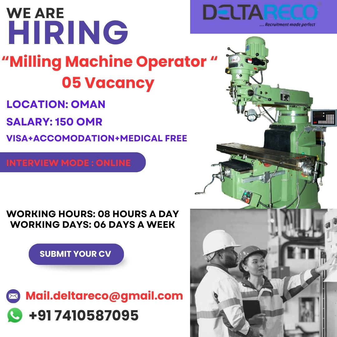 Hiring Milling Machine Operator For Oman-5 vacancy