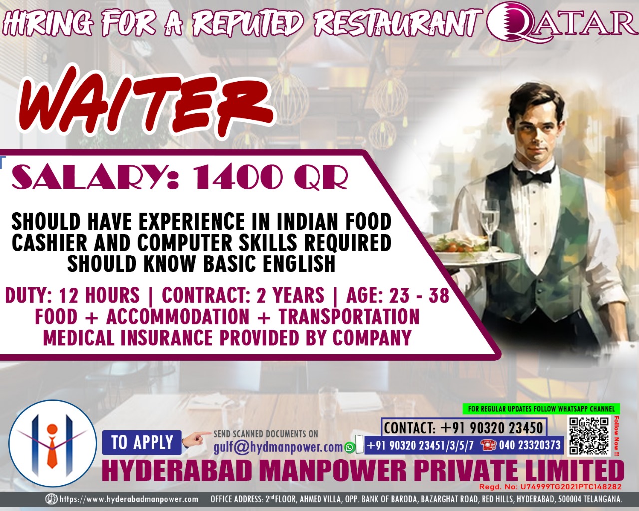 Urgent Hiring for A Reputed Restaurant of Qatar