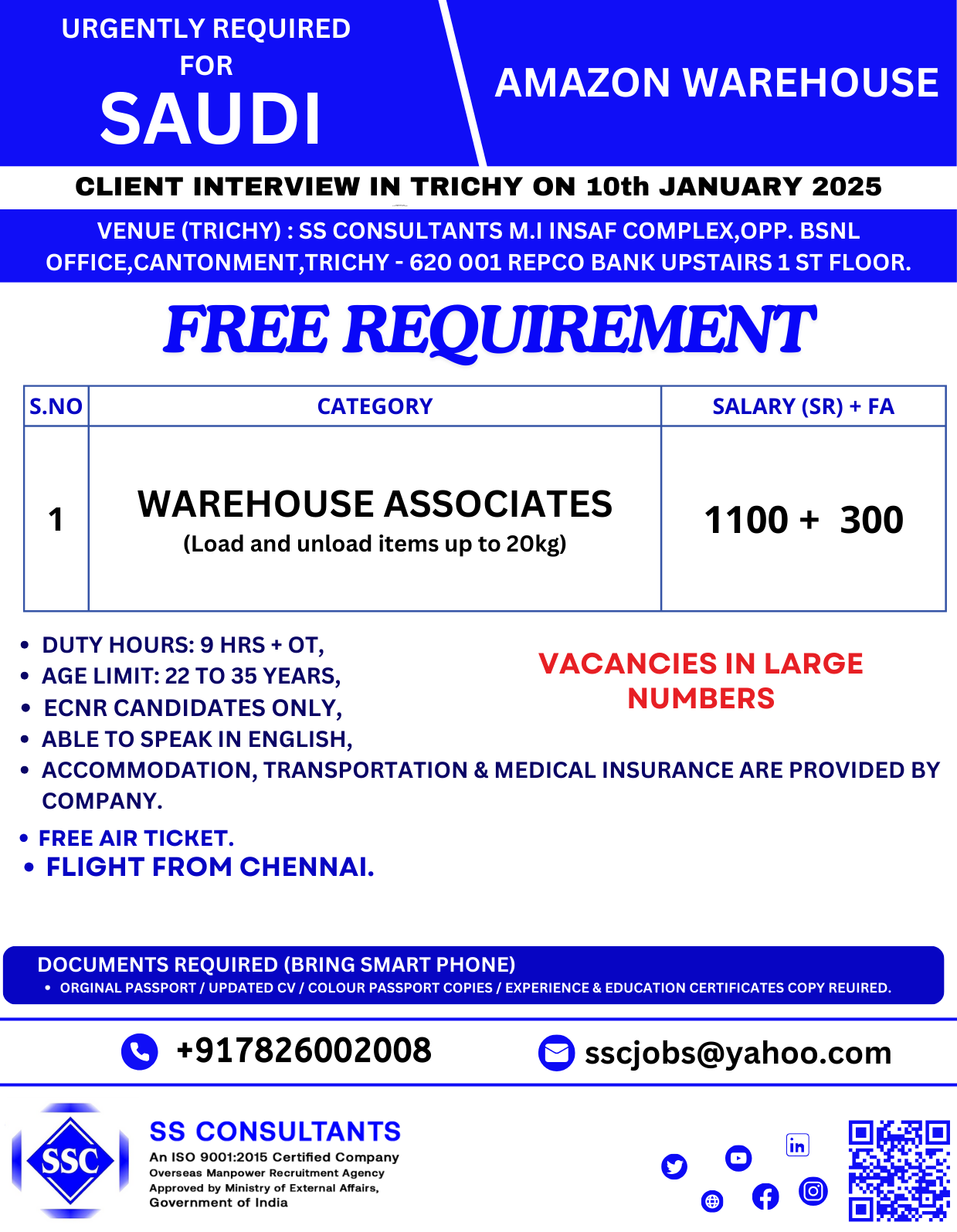 Urgent Hiring: Warehouse Associates for Amazon in Saudi Arabia