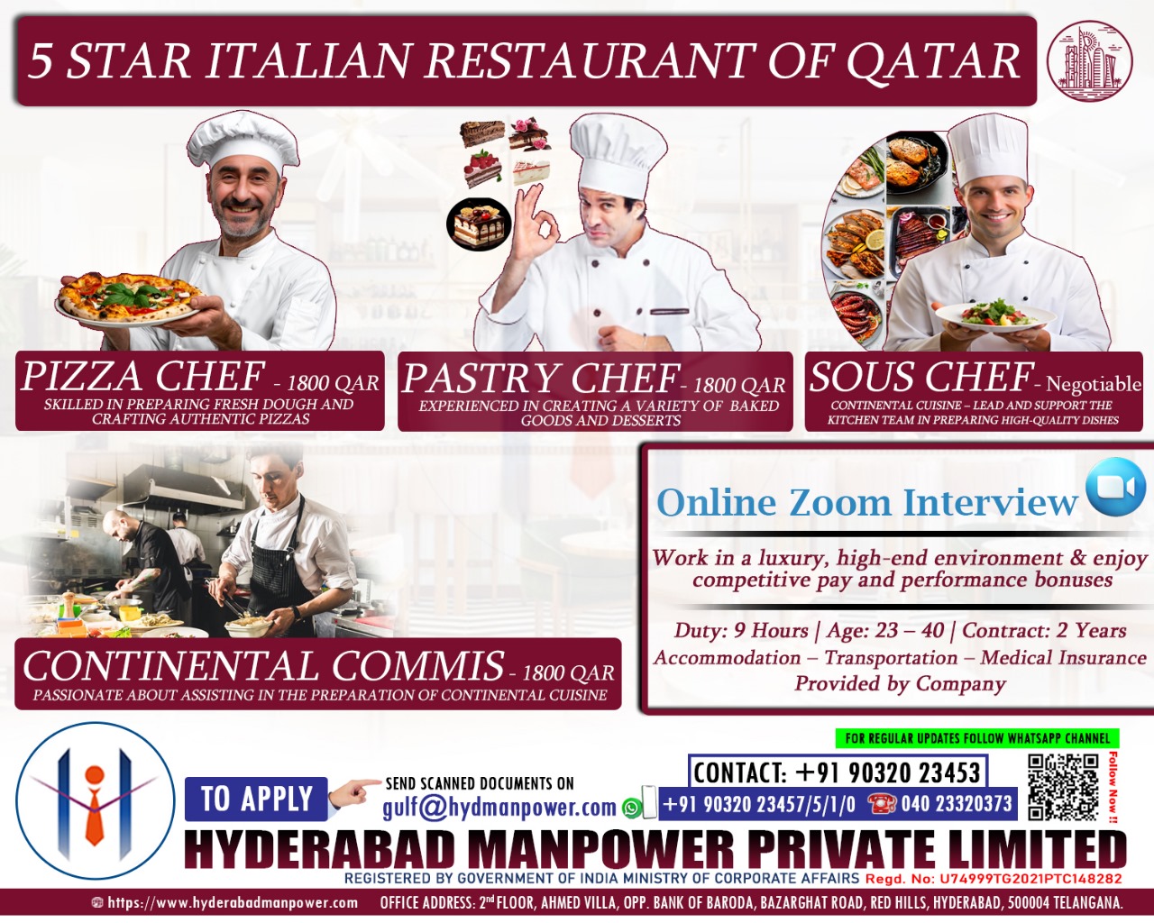 Urgent Hiring for A Leading 5 Star Italian Restaurant of Qatar