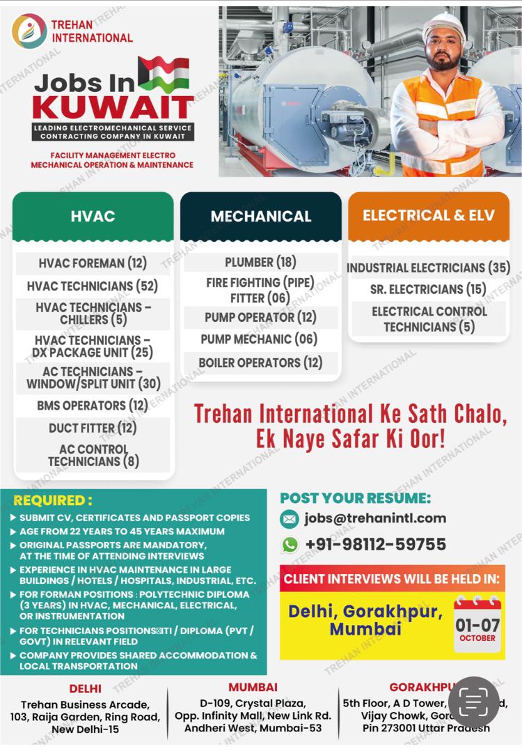 Multiple Openings in HVAC, Mechanical, and Electrical Fields in Kuwait 