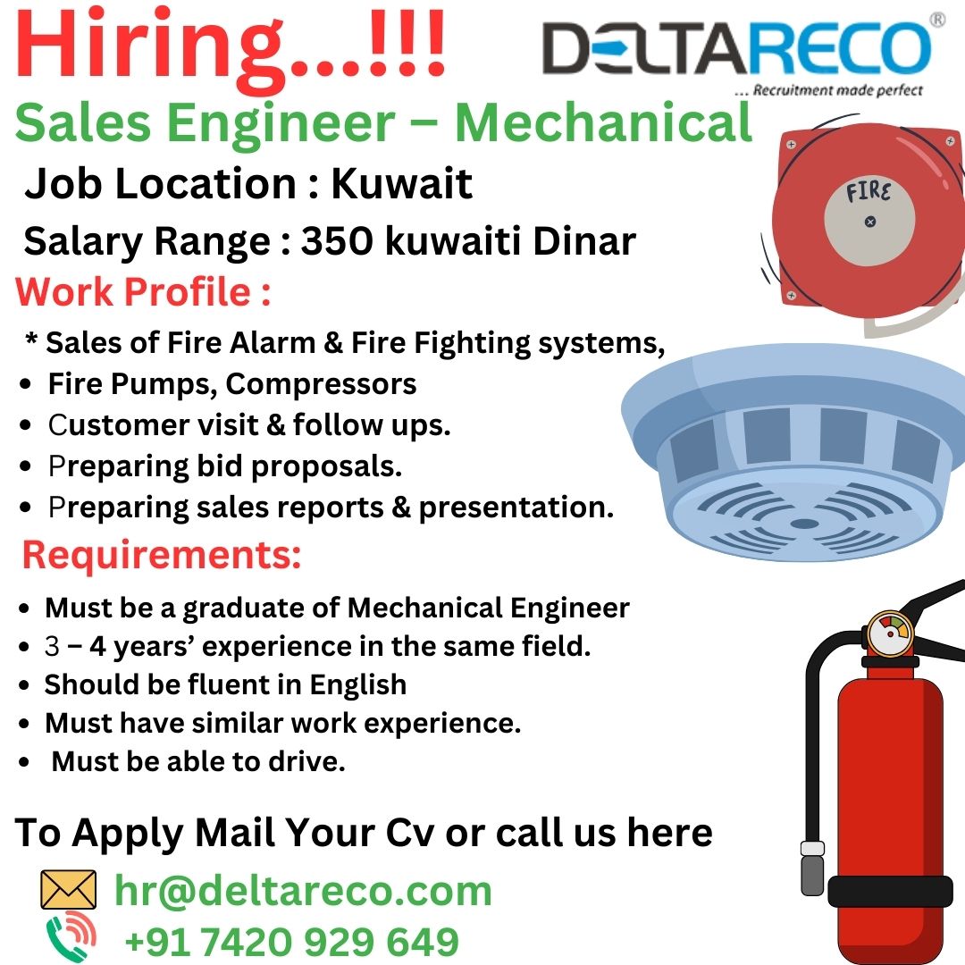 Hiring Mechanical Sales Engineer for Kuwait