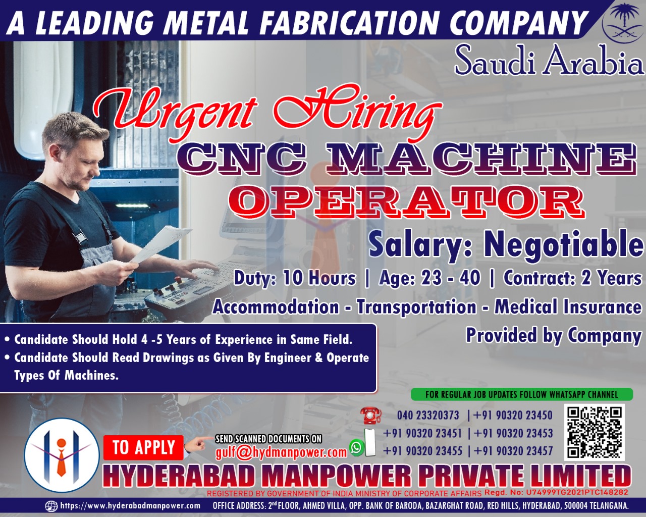 Urgent Hiring for A Leading Metal Fabrication Company of Saudi Arabia