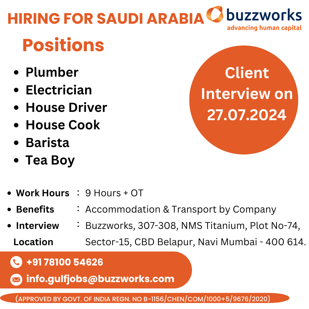 We are Hiring for Saudi Arabia 