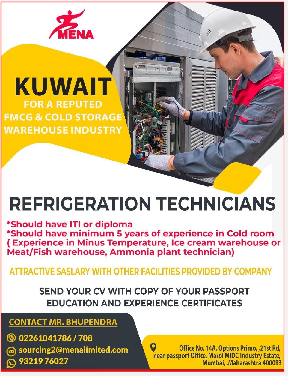 Refrigeration Technician for Kuwait